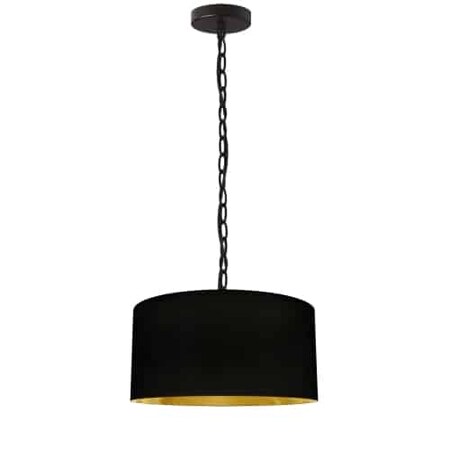 Dainolite 1Lt Braxton Small Pendant, Blk/Gld Shade, Blk BXN-S-BK-698